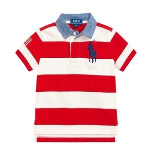 Polo Ralph Lauren Red & White Striped Polo Shirt – Size 4T